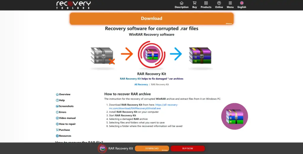 Recovery Toolbox for RAR